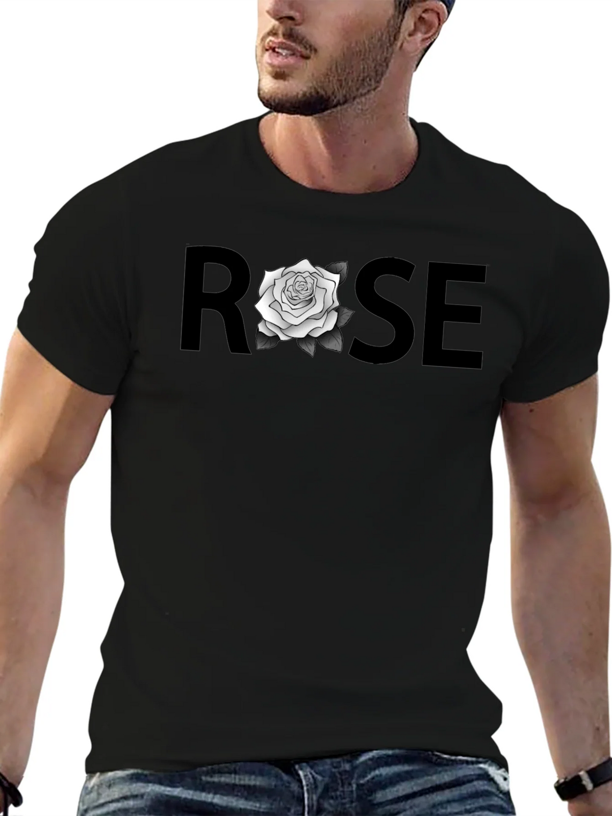 ROSE Graphic T-Shirt - Stylish Black Tee