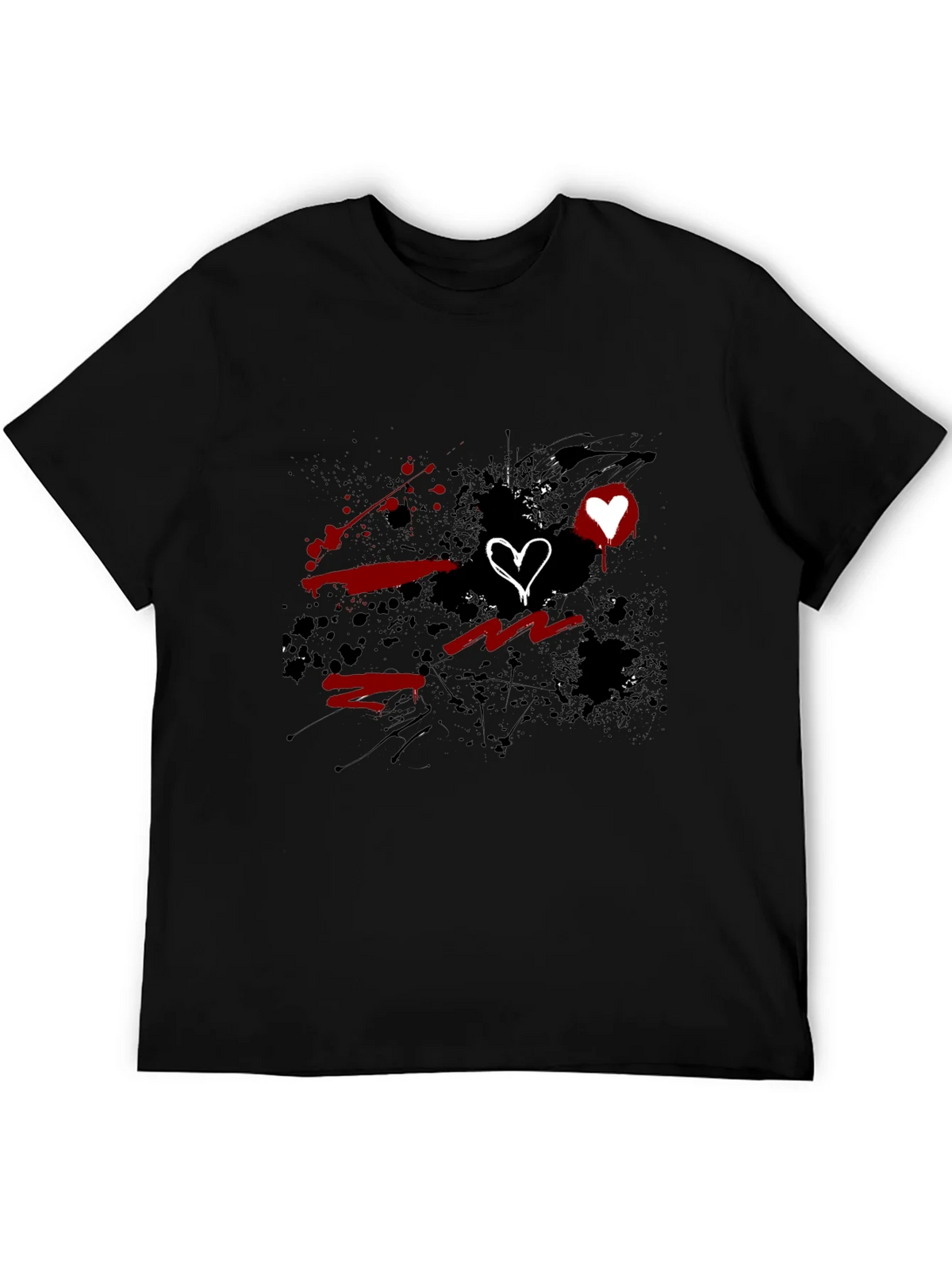 Grunge Heart Graphic Black T-Shirt