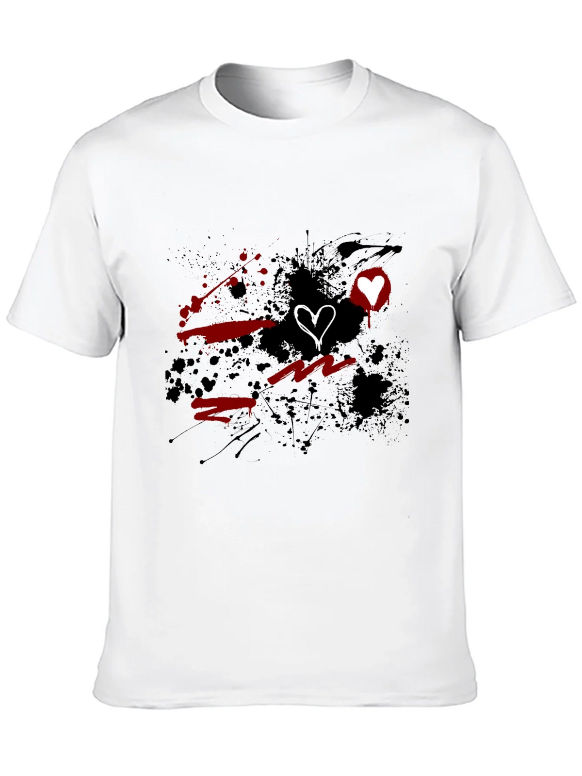 Grunge Heart Graphic Black T-Shirt