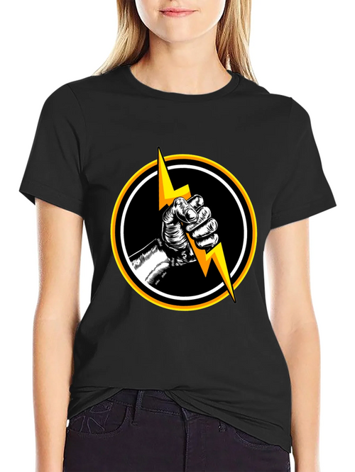 Black T-Shirt with Lightning Bolt Graphic