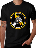 Black T-Shirt with Lightning Bolt Graphic