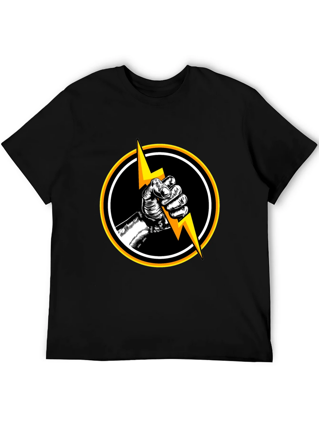 Black T-Shirt with Lightning Bolt Graphic