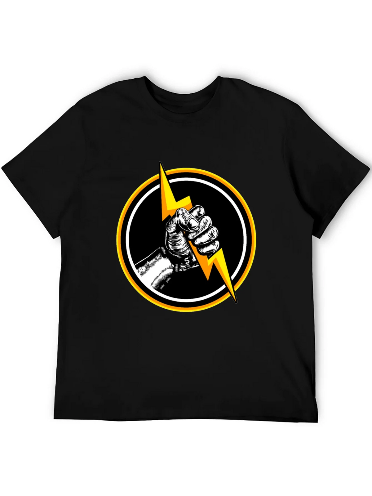Black T-Shirt with Lightning Bolt Graphic