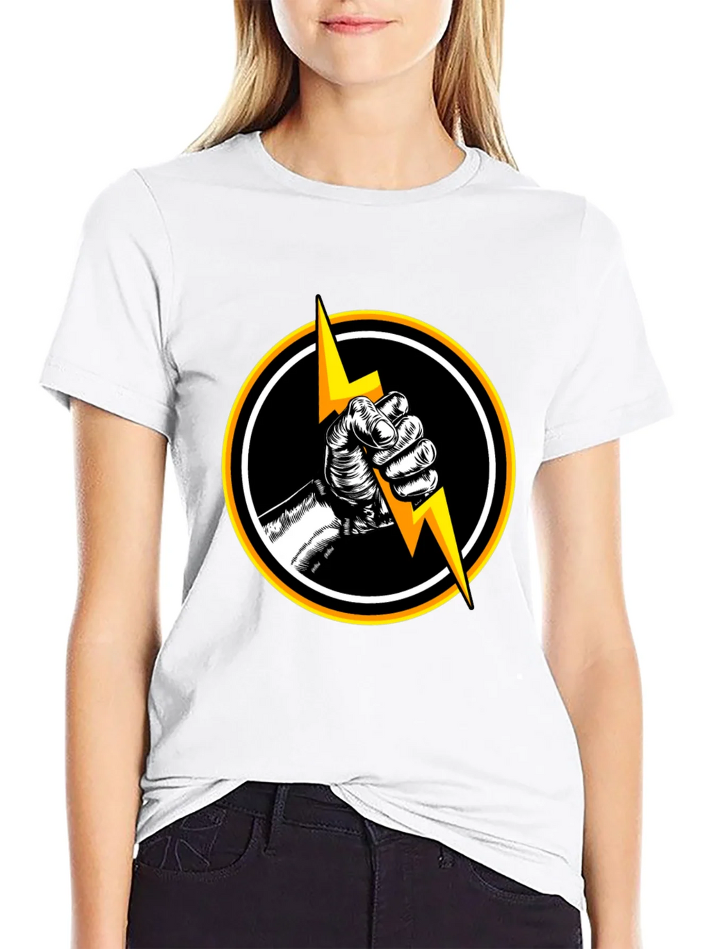 Black T-Shirt with Lightning Bolt Graphic