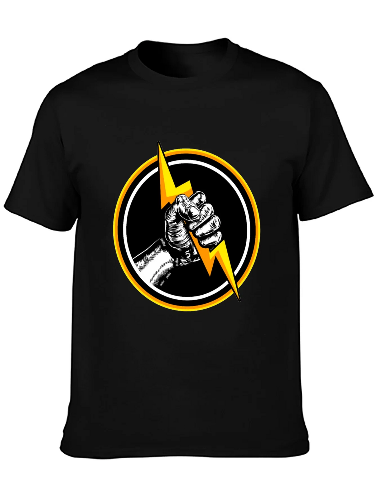 Black T-Shirt with Lightning Bolt Graphic