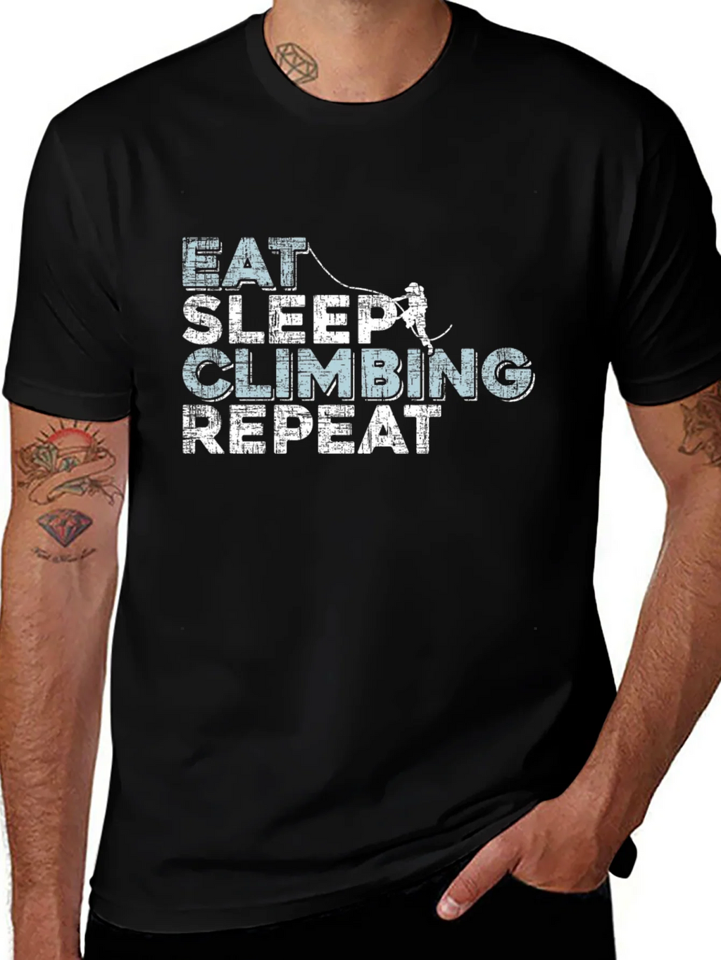 Eat Sleep Climbing Repeat Black T-Shirt