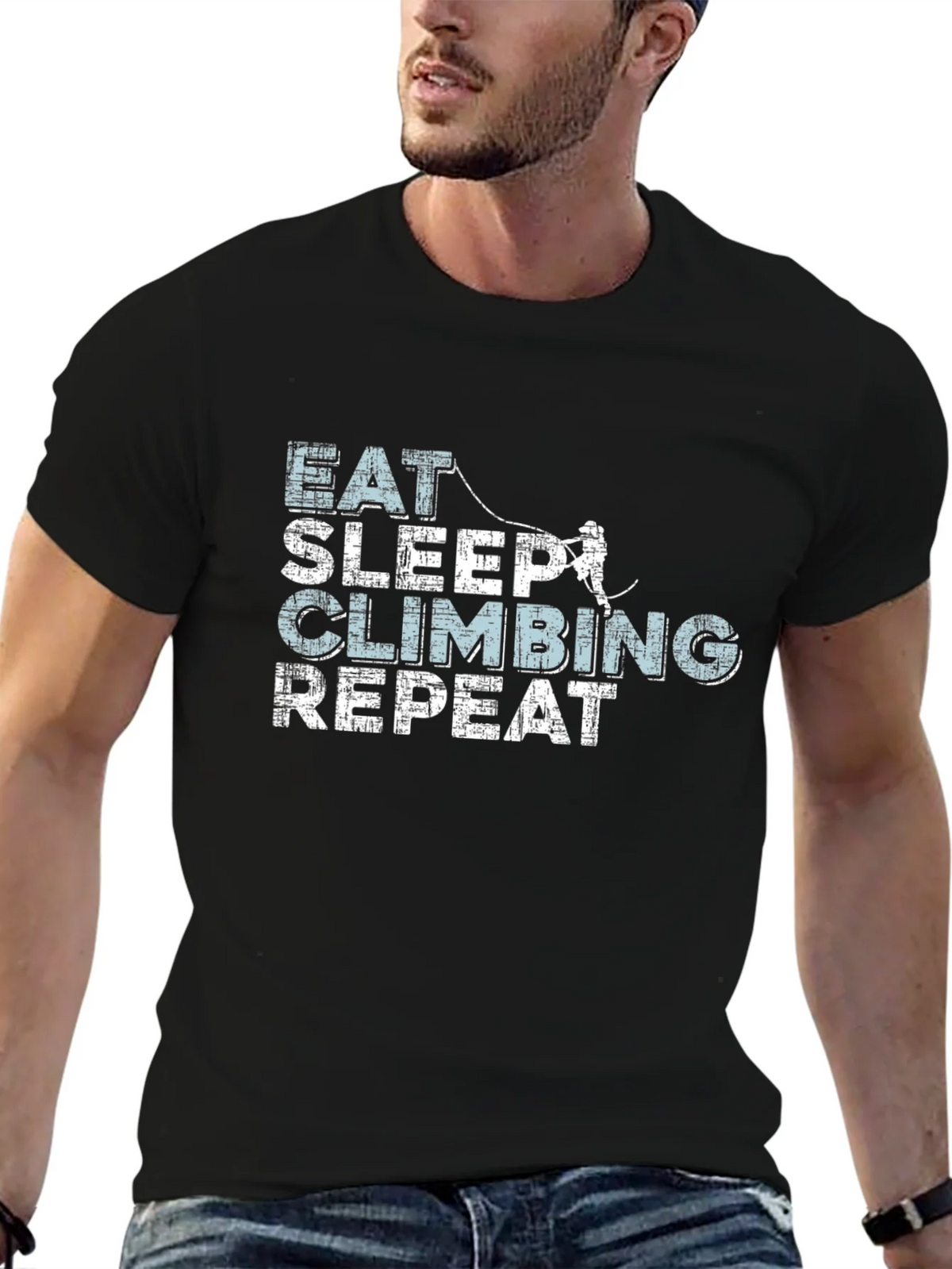 Eat Sleep Climbing Repeat Black T-Shirt