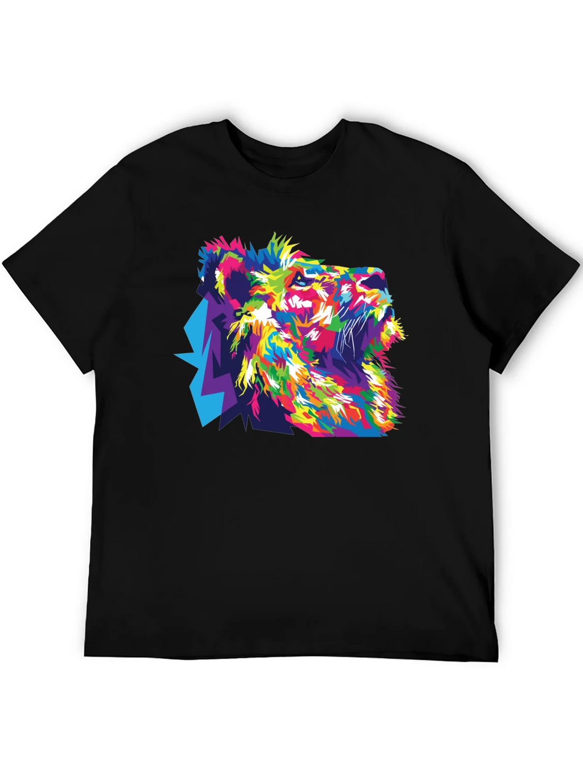 Vibrant Lion Graphic Black T-Shirt