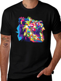 Vibrant Lion Graphic Black T-Shirt