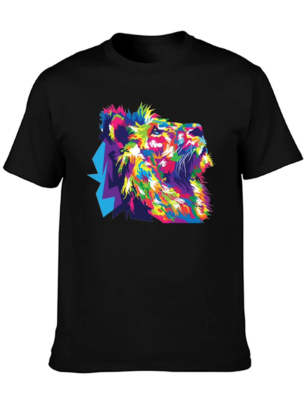 Vibrant Lion Graphic Black T-Shirt