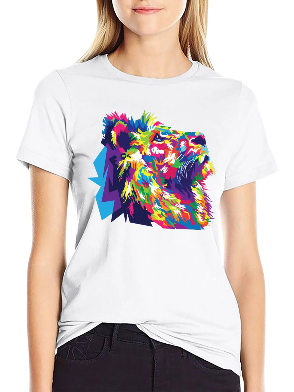 Vibrant Lion Graphic Black T-Shirt