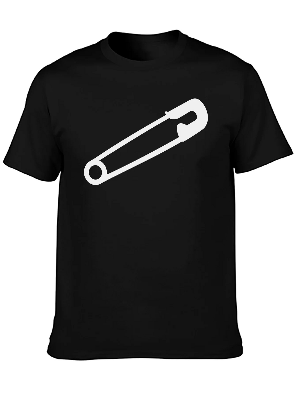 Safety Pin Graphic Tee - Black Cotton T-Shirt