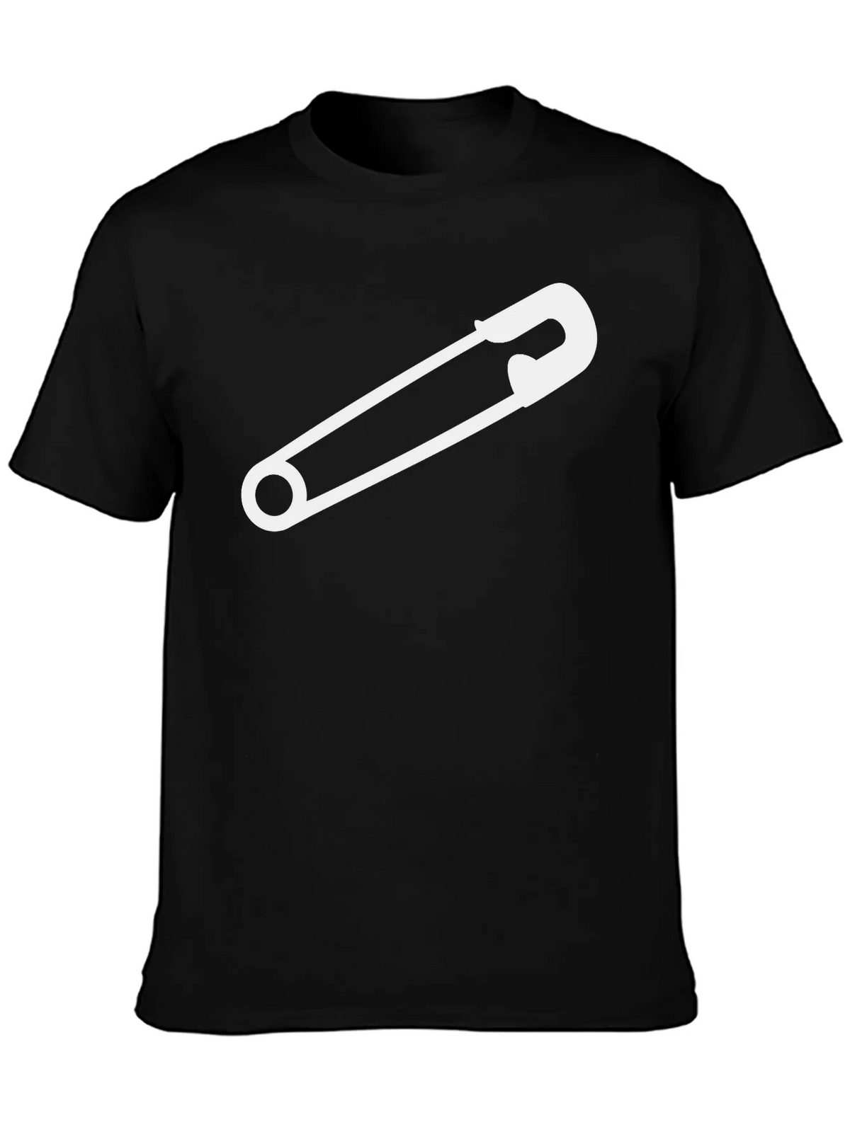 Safety Pin Graphic Tee - Black Cotton T-Shirt