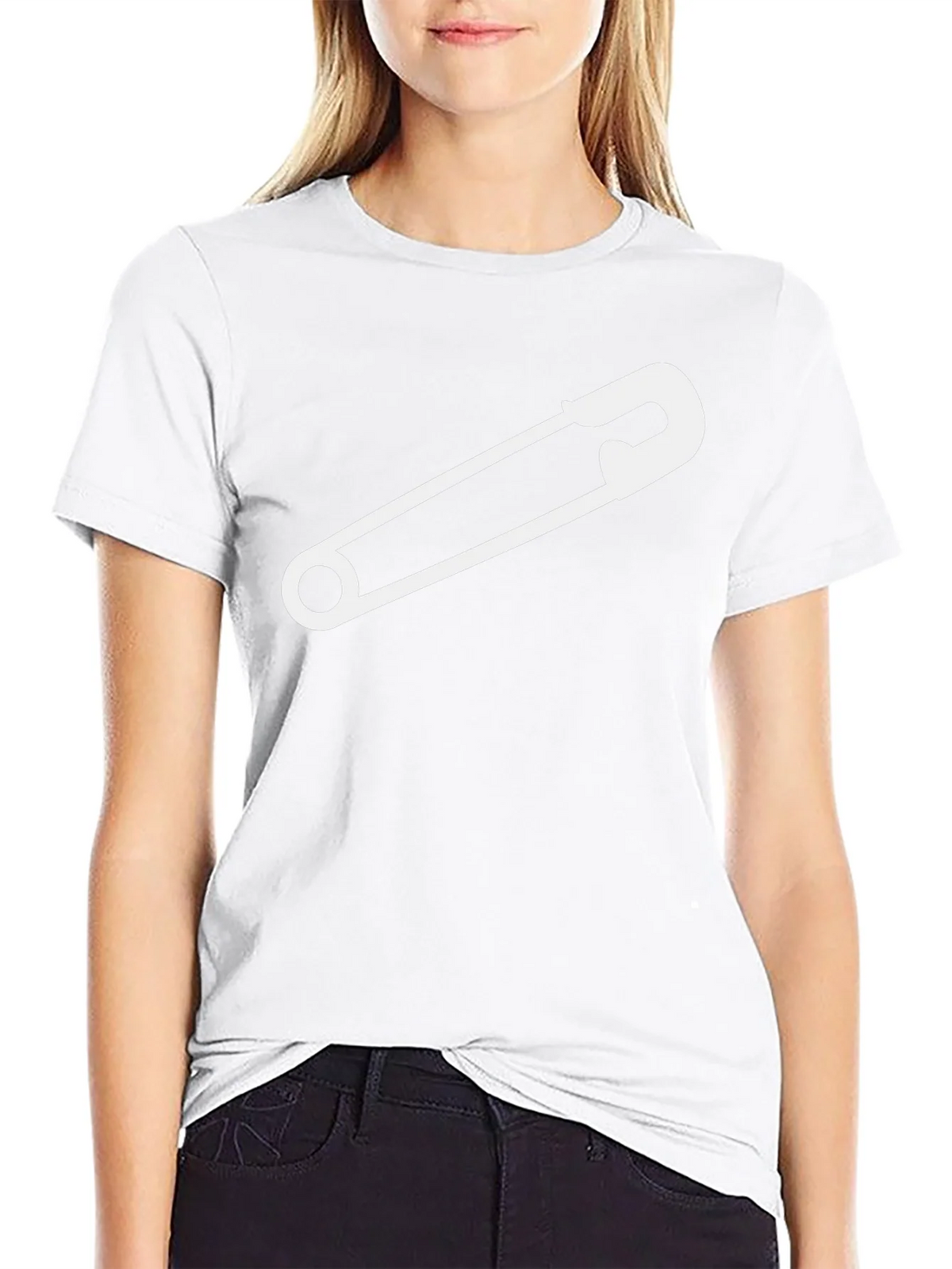 Safety Pin Graphic Tee - Black Cotton T-Shirt