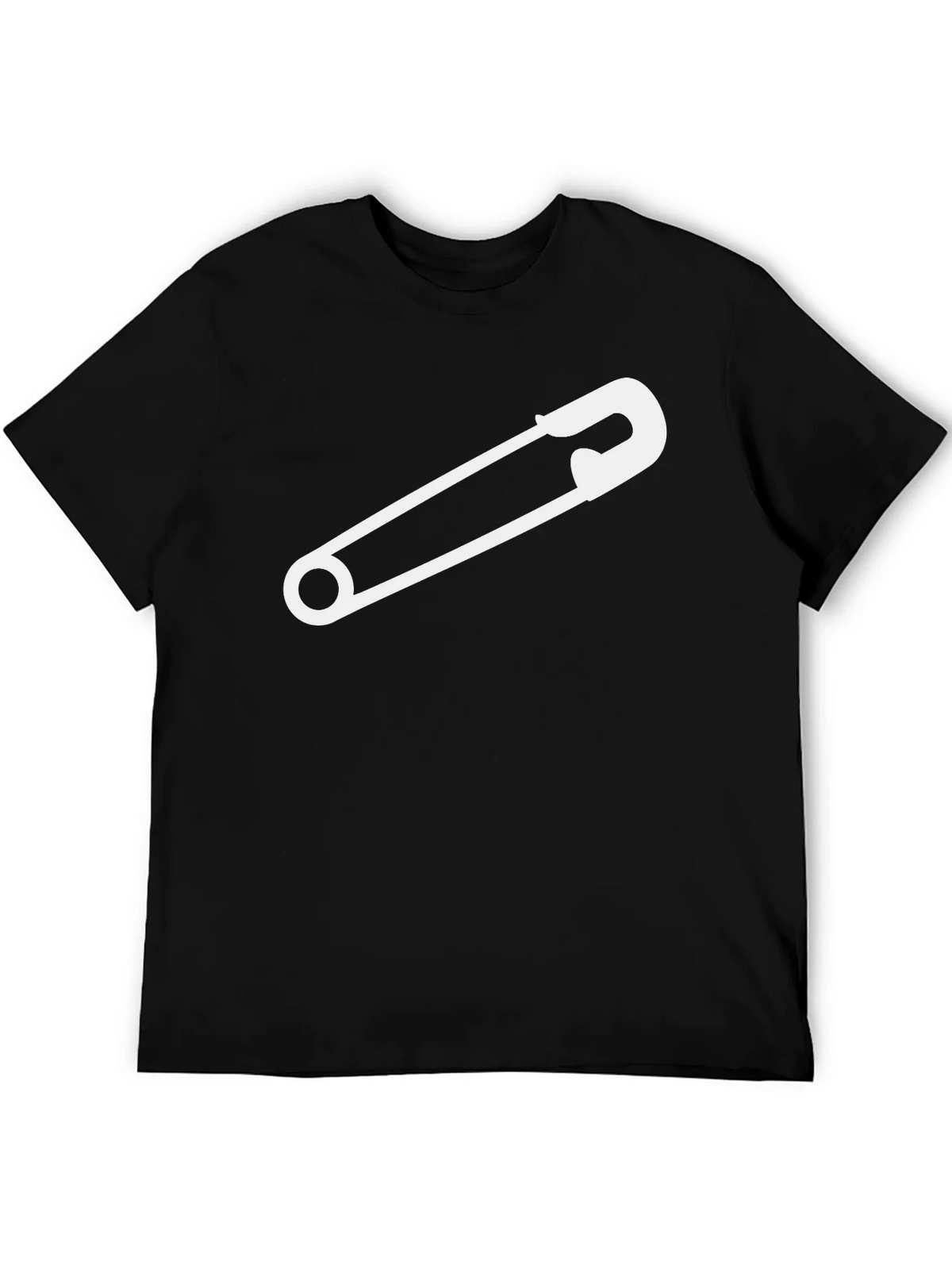Safety Pin Graphic Tee - Black Cotton T-Shirt