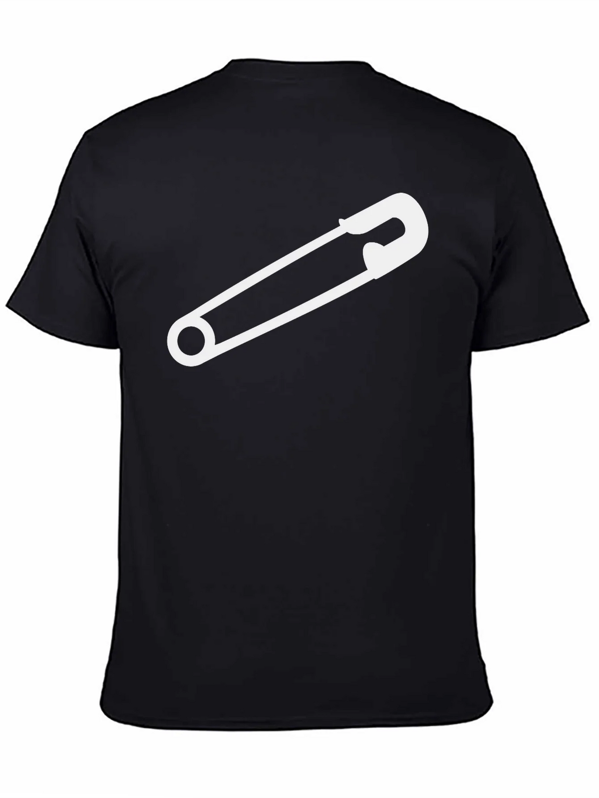 Safety Pin Graphic Tee - Black Cotton T-Shirt