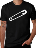 Safety Pin Graphic Tee - Black Cotton T-Shirt