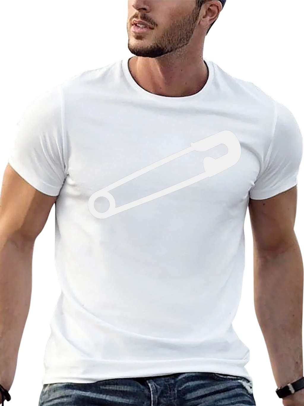 Safety Pin Graphic Tee - Black Cotton T-Shirt