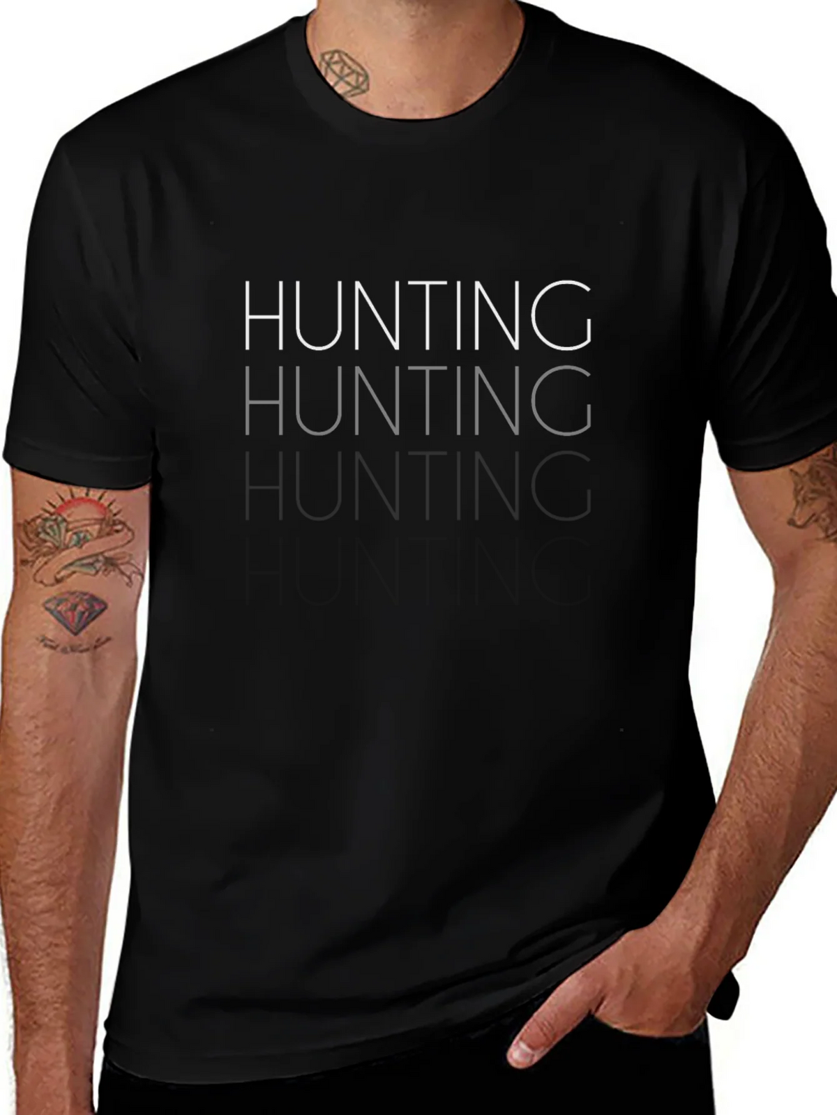 Hunting Graphic Tee - Black Casual T-Shirt