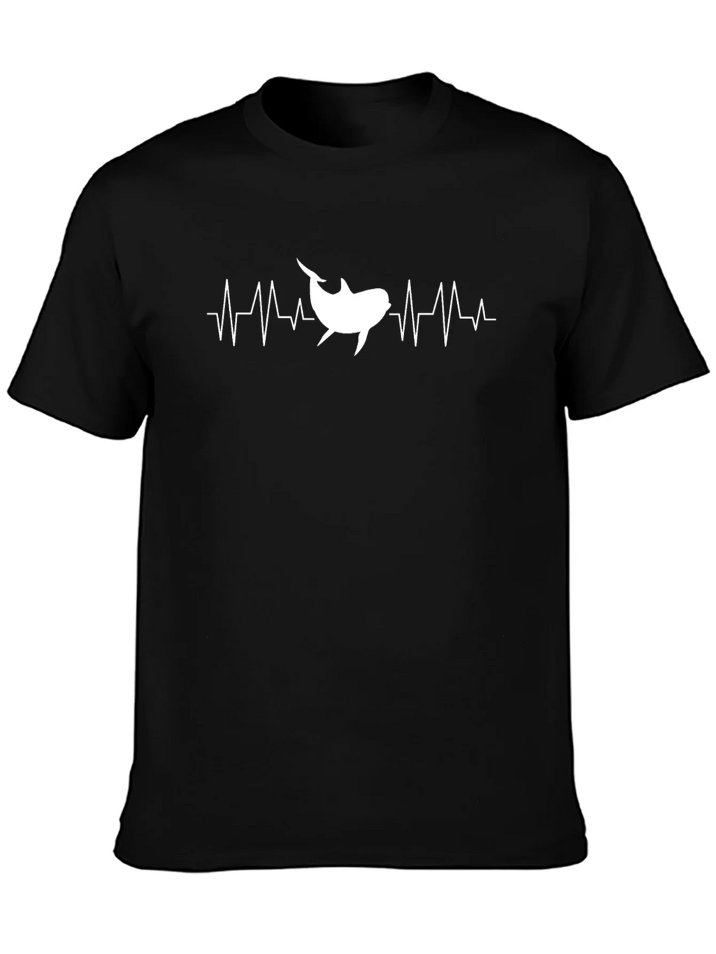 Shark Heartbeat Graphic T-Shirt - Black Cotton Tee
