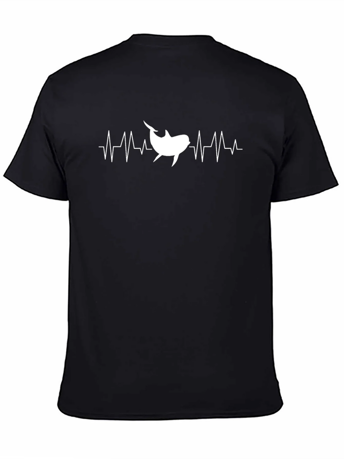 Shark Heartbeat Graphic T-Shirt - Black Cotton Tee