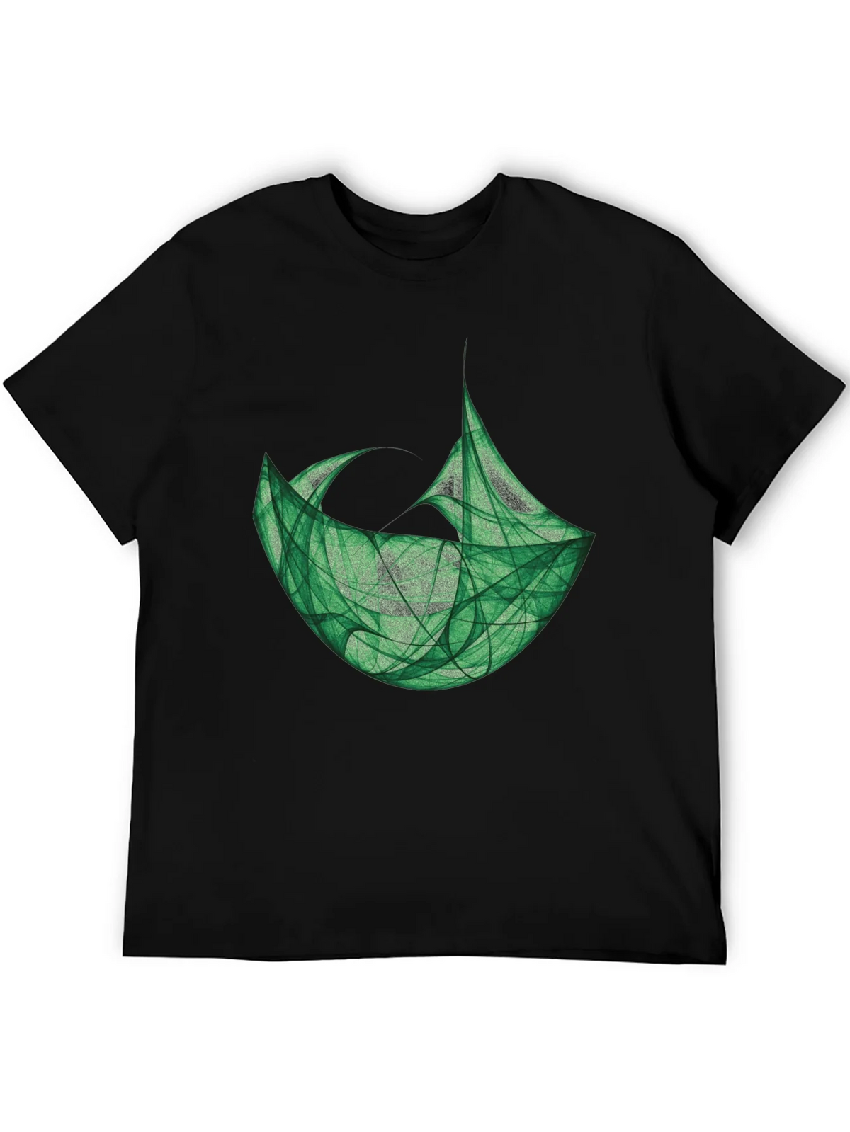 Abstract Green Graphic Black T-Shirt
