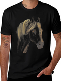 Black Horse Graphic Tee - Stylish Equestrian Shirt