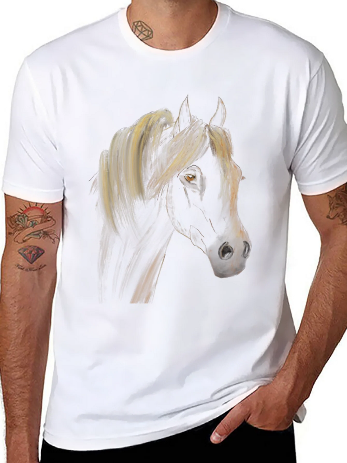 Black Horse Graphic Tee - Stylish Equestrian Shirt