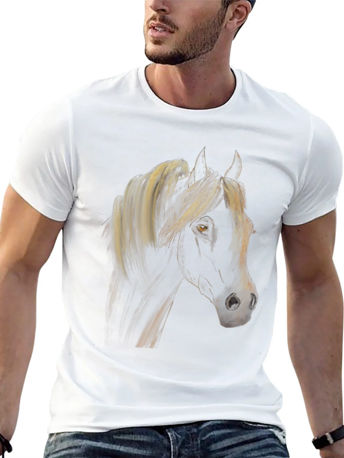 Black Horse Graphic Tee - Stylish Equestrian Shirt