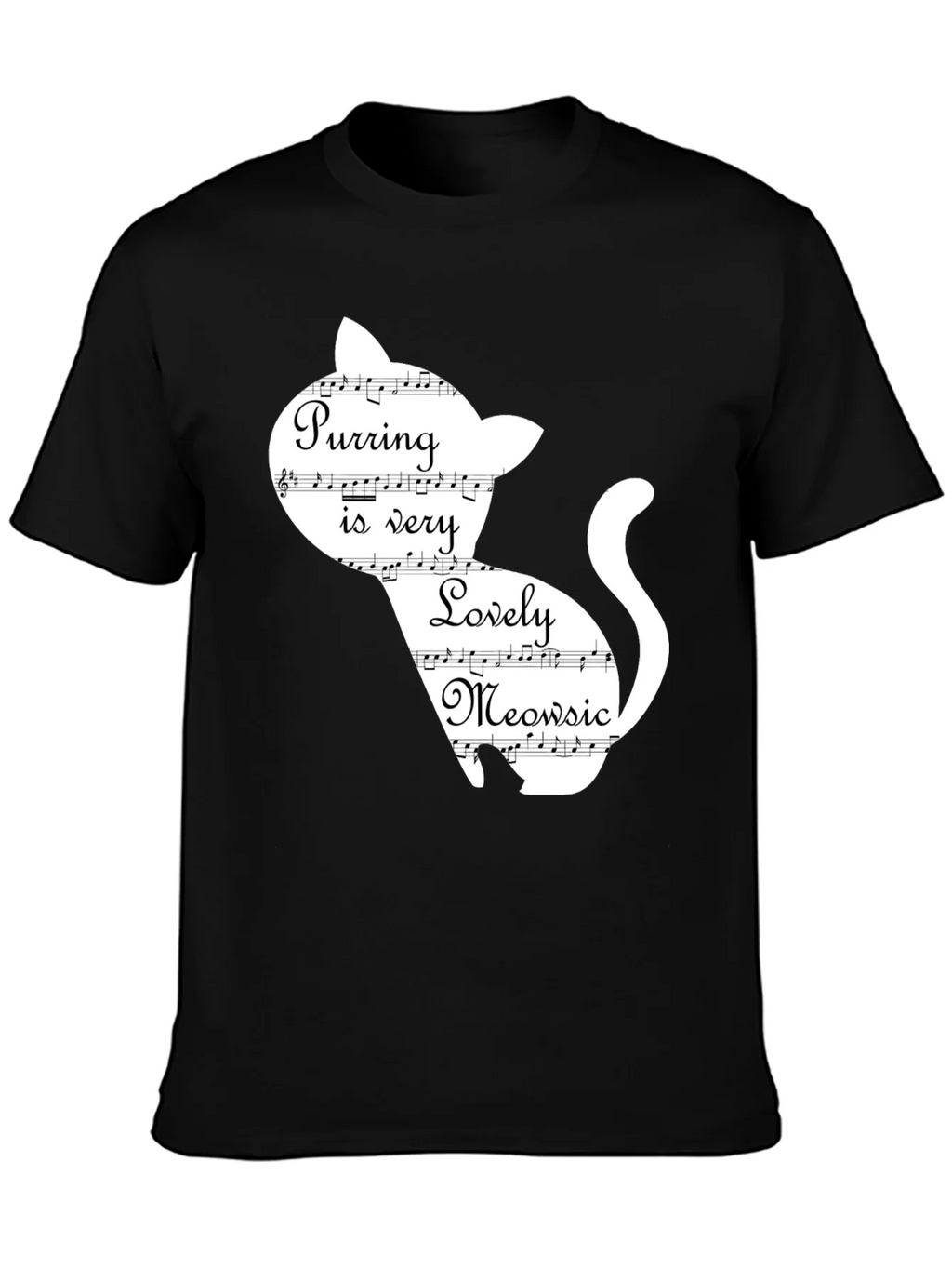 Purring Lovely Meowsic Cat Graphic T-Shirt