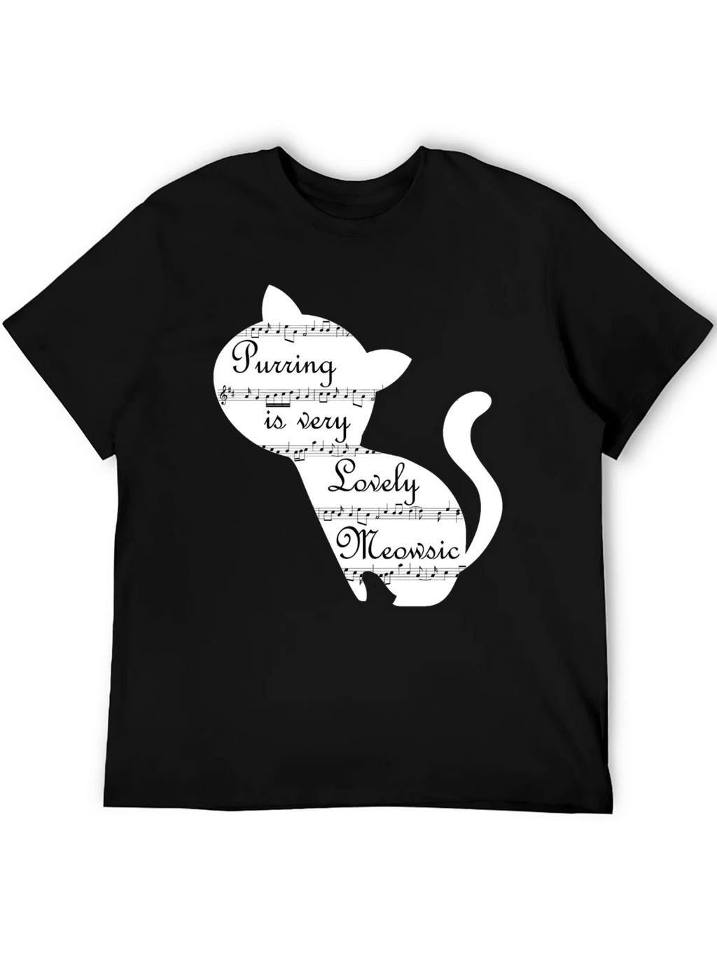 Purring Lovely Meowsic Cat Graphic T-Shirt
