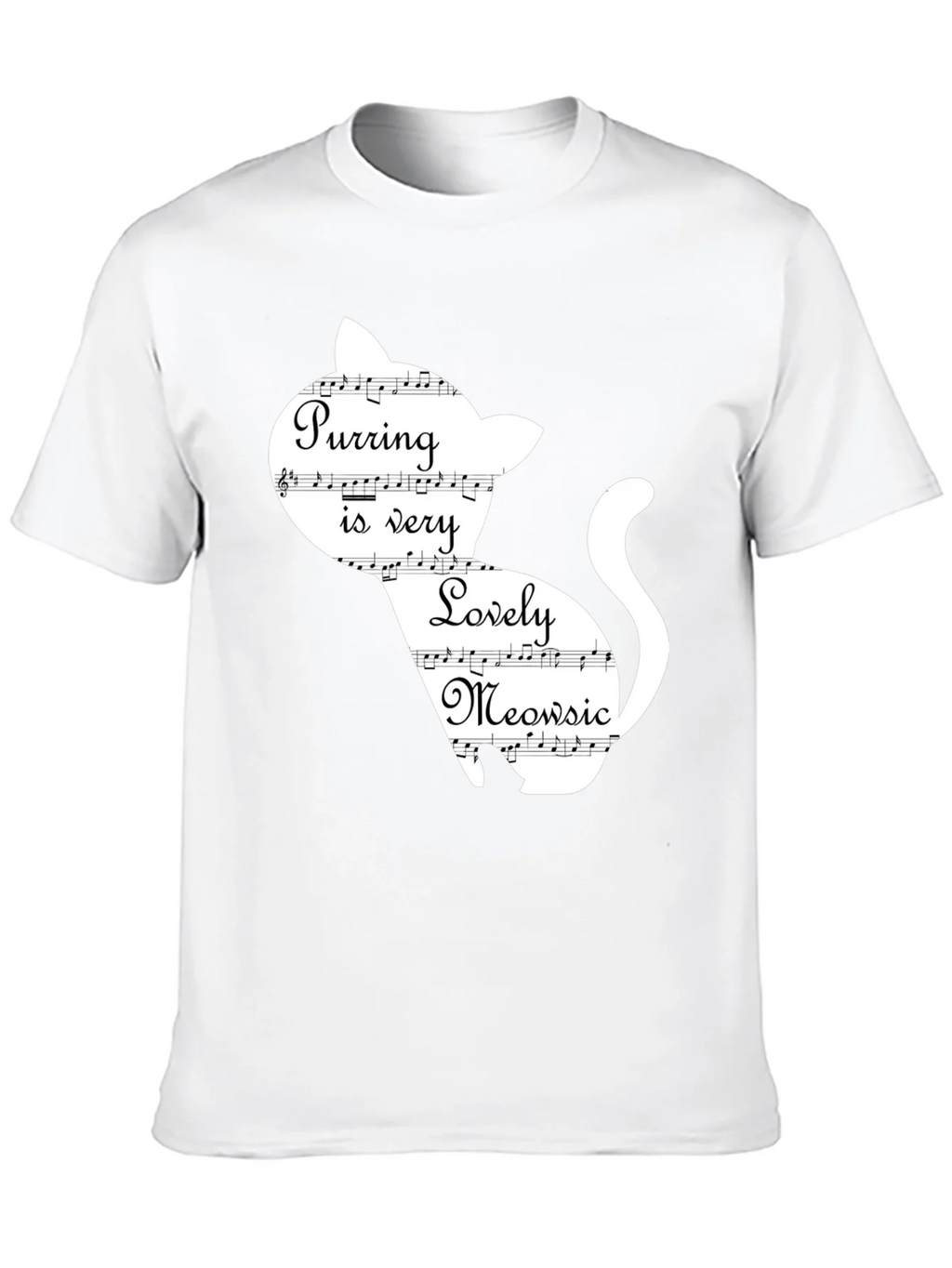 Purring Lovely Meowsic Cat Graphic T-Shirt
