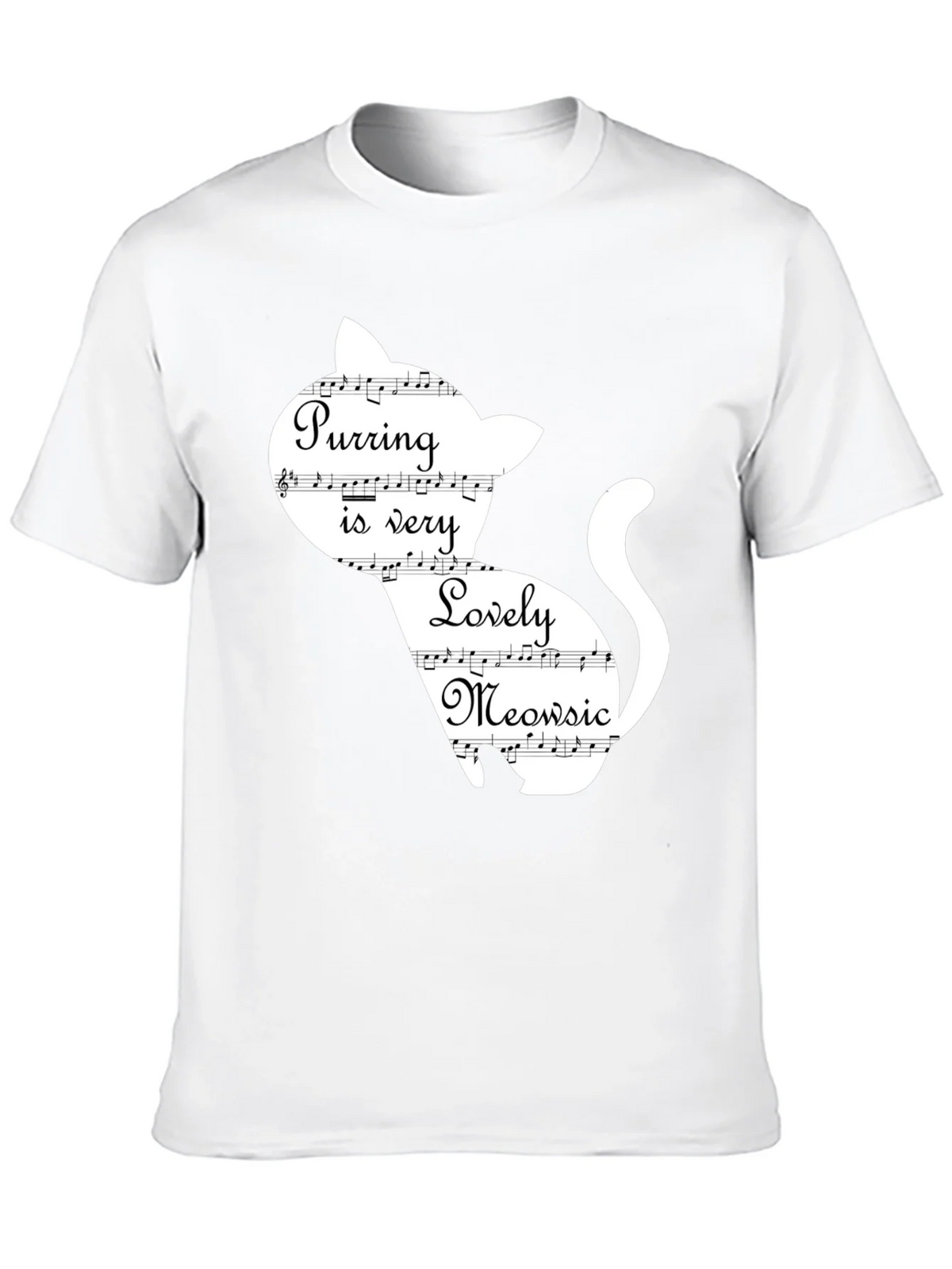Purring Lovely Meowsic Cat Graphic T-Shirt
