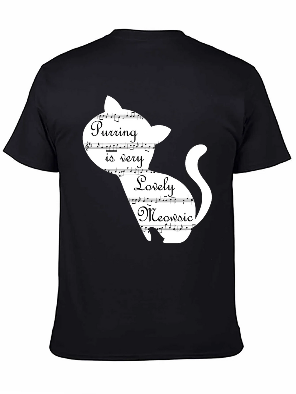 Purring Lovely Meowsic Cat Graphic T-Shirt
