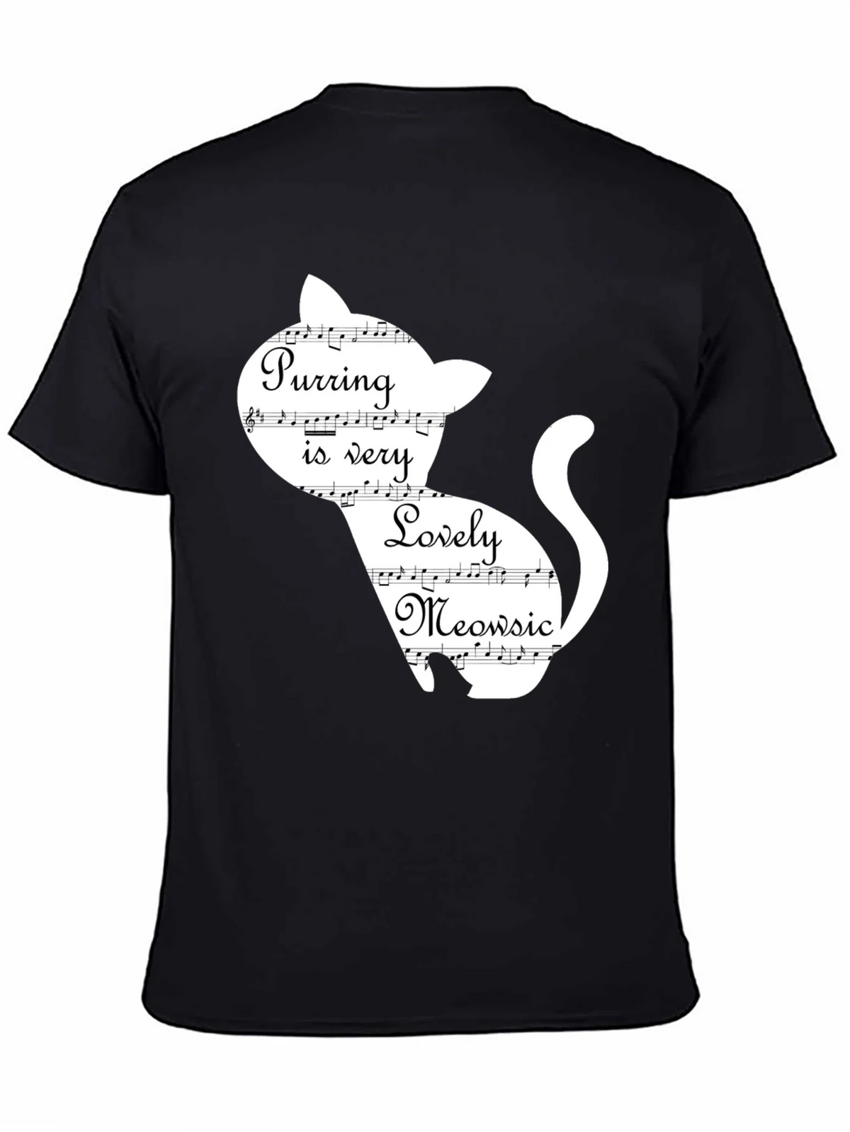 Purring Lovely Meowsic Cat Graphic T-Shirt