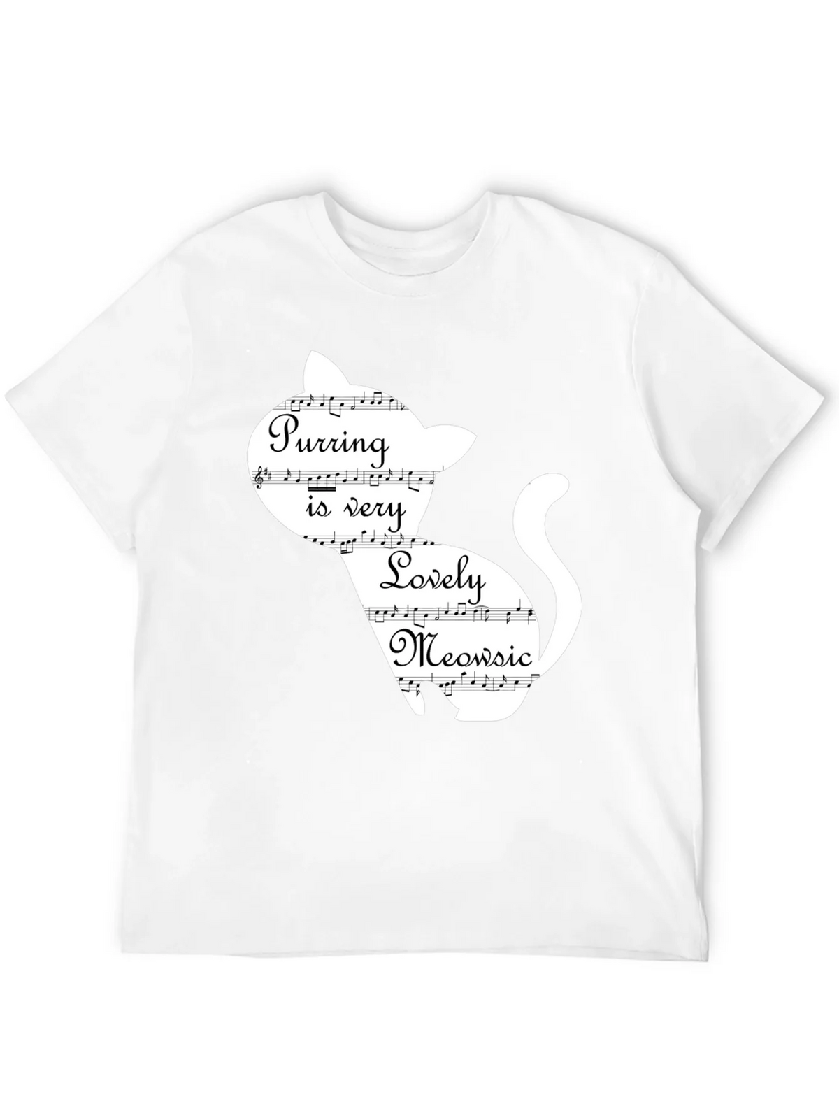 Purring Lovely Meowsic Cat Graphic T-Shirt