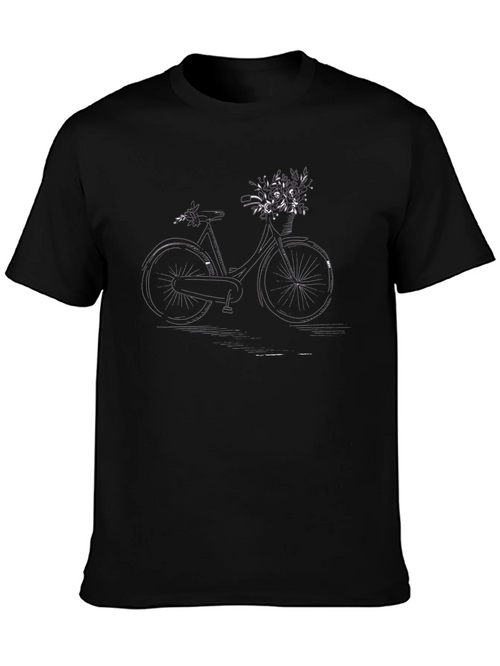 Black Bicycle with Flowers Graphic Tee