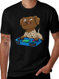 Gamer Dog Graphic Tee - Cartoon Puppy Controller Design