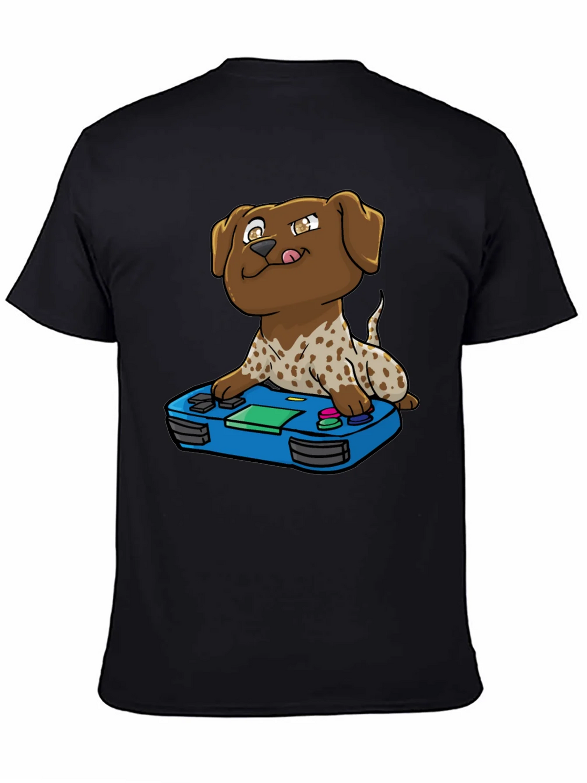 Gamer Dog Graphic Tee - Cartoon Puppy Controller Design