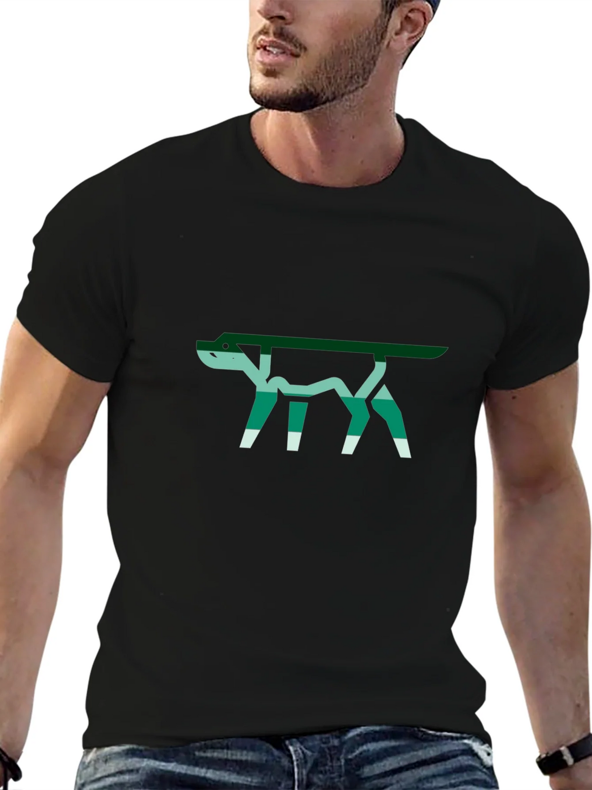 Abstract Dog Graphic Tee - Stylish Black T-Shirt