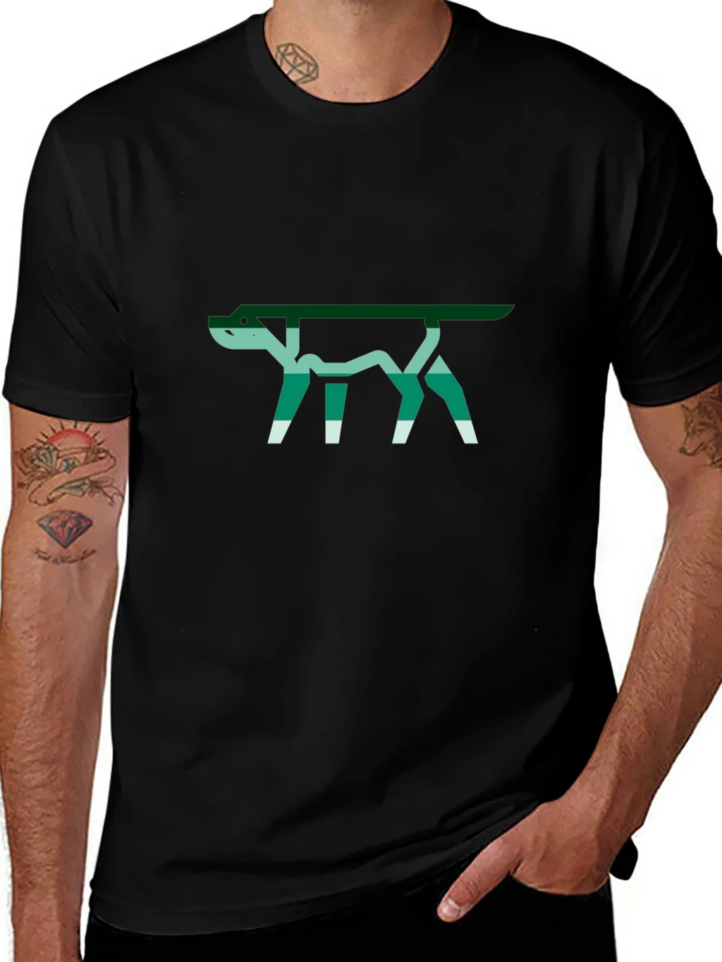 Abstract Dog Graphic Tee - Stylish Black T-Shirt