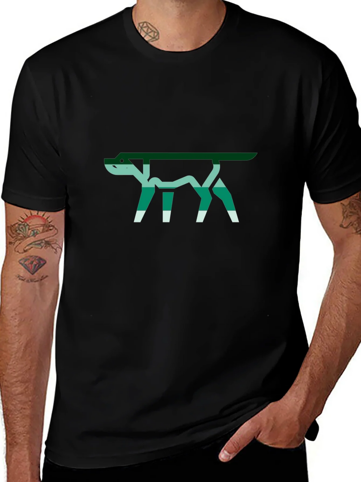 Abstract Dog Graphic Tee - Stylish Black T-Shirt