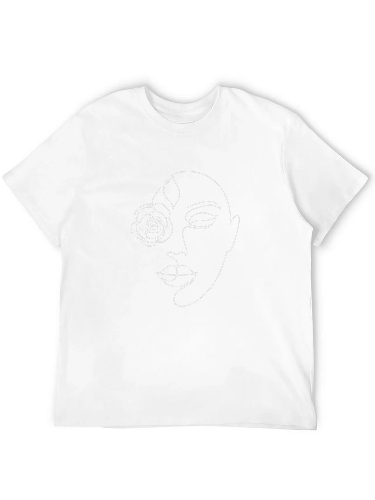 Abstract Face Line Art Graphic Tee - Black