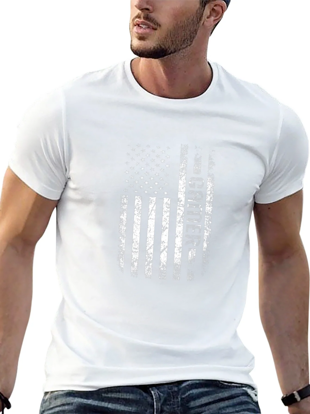 Distressed American Flag Teacher Graphic T-Shirt