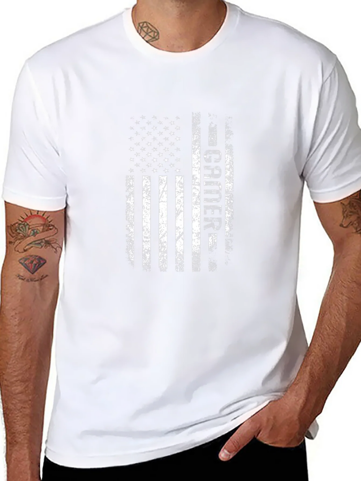 Distressed American Flag Teacher Graphic T-Shirt