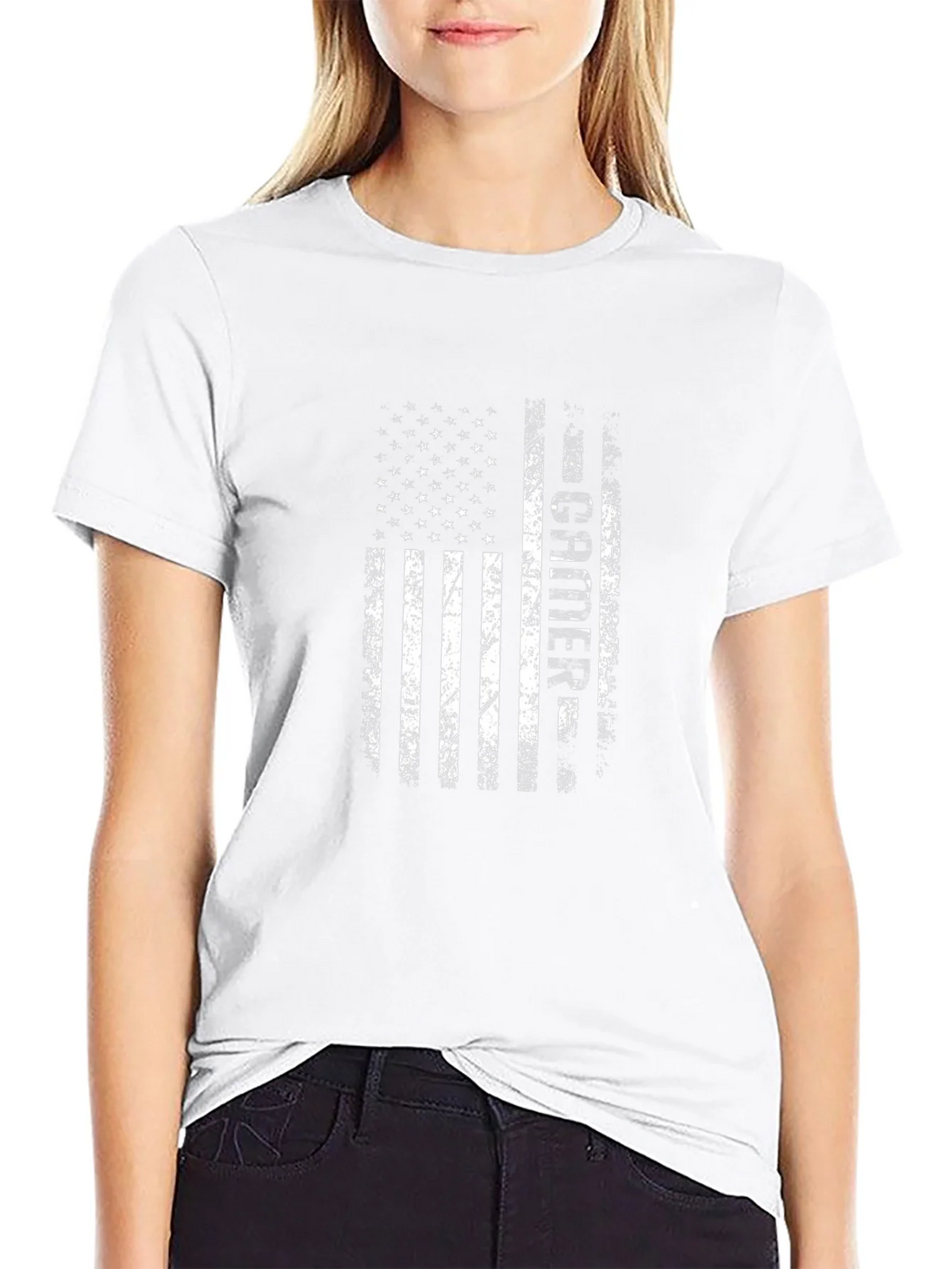 Distressed American Flag Teacher Graphic T-Shirt