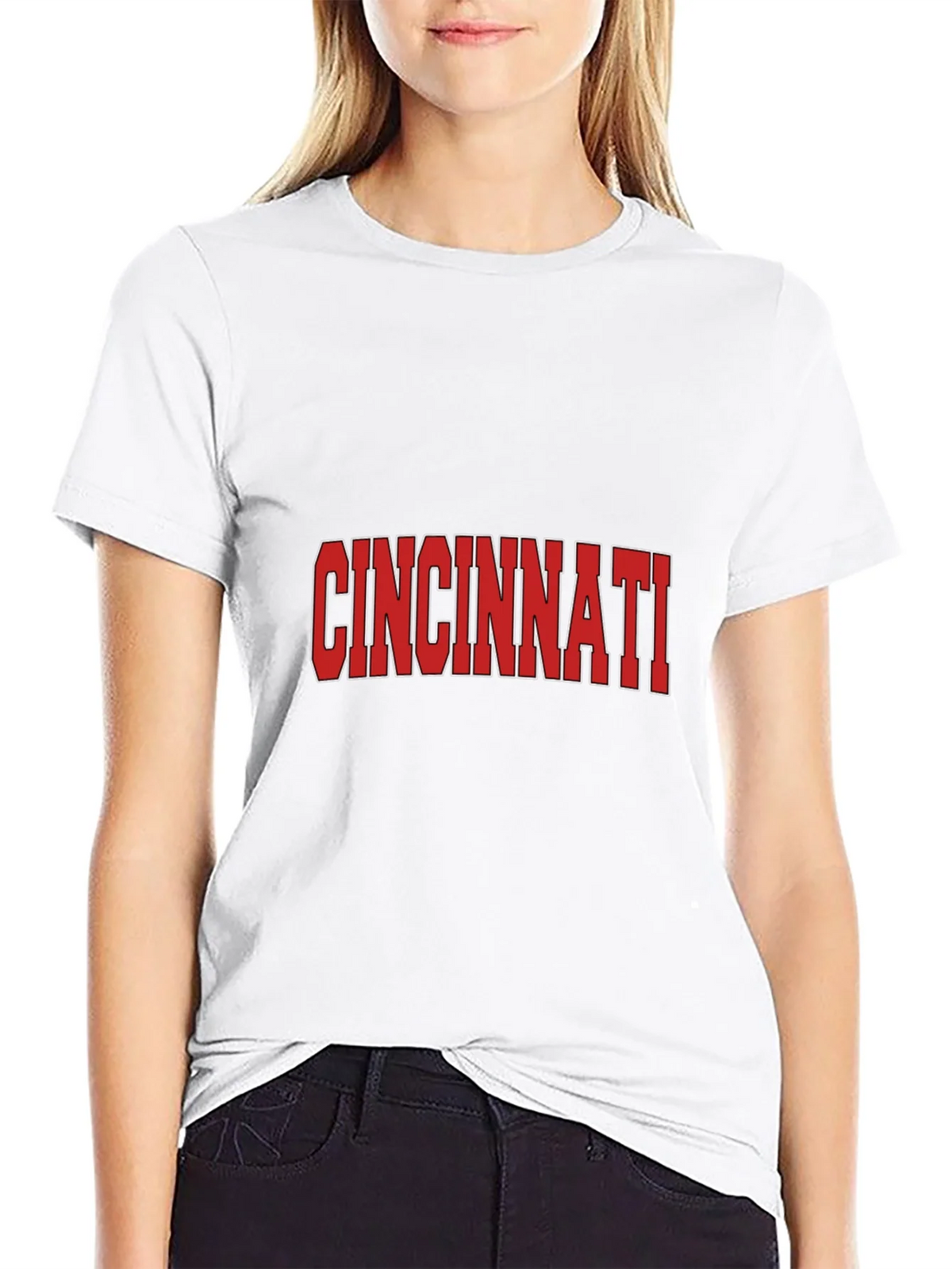 Cincinnati Reds Style Black T-Shirt