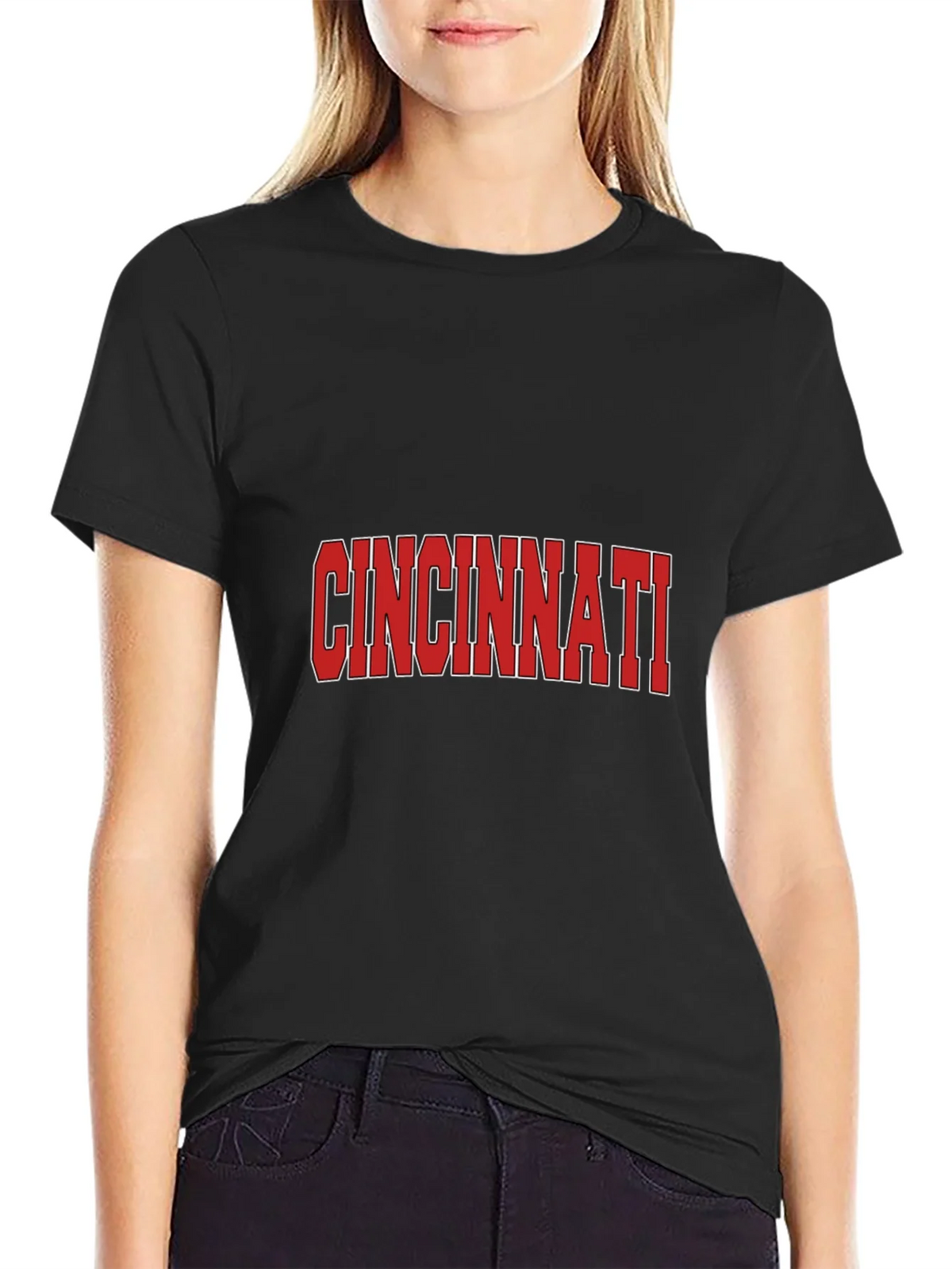 Cincinnati Reds Style Black T-Shirt