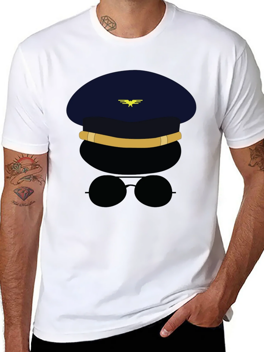 Pilot Character Graphic Black T-Shirt
