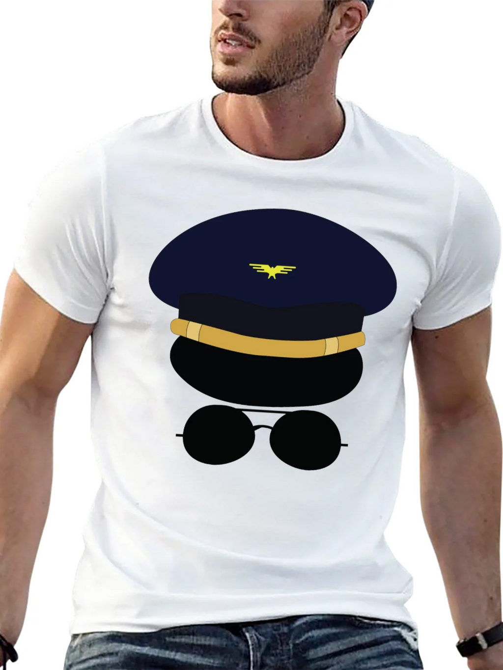 Pilot Character Graphic Black T-Shirt